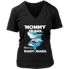 Image of VnSupertramp Mommy Shark and Baby Shark Personalized Name Birthday V-Neck Shirt - D4