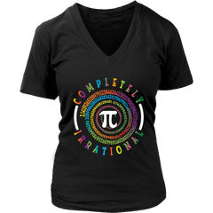 VnSupertramp Pi Spiral Women V-Neck Shirt for Pi Day Math Geek Plus Size XL-4XL