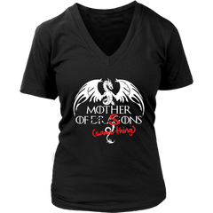 VnSupertramp Mother of Dragons (er, Sons - Same Thing) Funny Women V-Neck T-Shirt Plus Size XL-4XL For Mom Birthday Gift