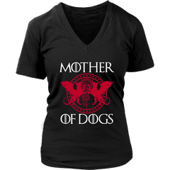 VnSupertramp Mother Of Dogs Funny Women V-Neck T-Shirt Plus Size XL-4XL Mother's Day Mom Gift Cool Dog Owner Lover