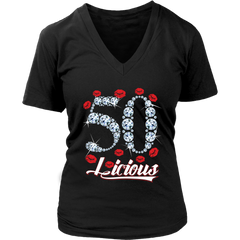 VnSupertramp Fifty Licious 50th Birthday Sexy Clips Women V-Neck Shirt Plus Size XL-4XL Mother's Day Mom Gift 1969