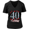 Image of VnSupertramp Forty Licious 40th Birthday Sexy Clips Women V-Neck Shirt Plus Size XL-4XL Mother's Day Mom Gift 1979