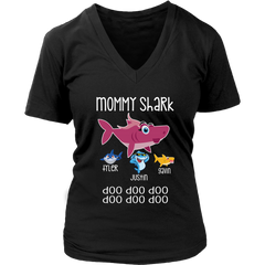 VnSupertramp Grandma Mommy Shark Doo Doo Doo Personalized V-Neck Shirt - Mommy Shark (D1) | Tyler (d4) Justin (d6) Gavin (D3) - 14486227910154