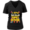 Image of VnSupertramp I Teach Second Grade Superheroes Teacher Women V-Neck T-Shirt Plus Size XL-4XL Back To School First Day of School Gift