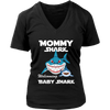 Image of VnSupertramp Mommy Shark and Baby Shark Personalized Name Birthday V-Neck Shirt - D2