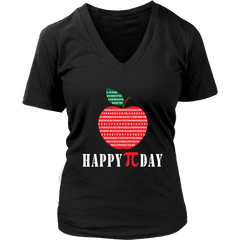 VnSupertramp Happy Pi Day Apple Women V-Neck Shirt for Math Geek Nerd Plus Size