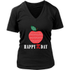 Image of VnSupertramp Happy Pi Day Apple Women V-Neck Shirt for Math Geek Nerd Plus Size