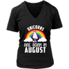 Image of Unicorns Are Born In August Birthday Women V-Neck Shirt Plus Size XL-4XL VnSupertramp Apparel