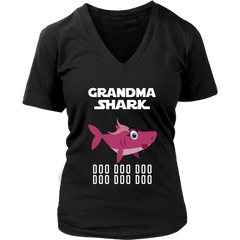 Official VnSupertramp Personalized Grandma Shark Women V-Neck Shirt Plus Size - D3