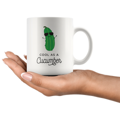 [TL] Andaz Press Funny Food Pun 11oz. Ceramic Coffee Tea Mug Gift, Cool as a Cucumber, Cucumber with Sunglasses Graphic, 1-Pack, Birthday Christmas Gift Ideas