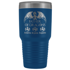 VnSupertramp Personalized Father of Dragons 30oz Vacuum Tumbler Add Up To 10 Dragons - Custom Kids' Name On Travel Cup Gift