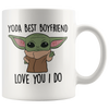 Image of [TL] Yoda Best Boyfriend Mug, Best Boyfriend Ever, Baby Yoda Mug, Funny Gift for Boyfriend, Boyfriend Birthday Card, World's Best Boyfriend