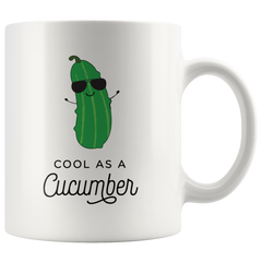 [TL] Andaz Press Funny Food Pun 11oz. Ceramic Coffee Tea Mug Gift, Cool as a Cucumber, Cucumber with Sunglasses Graphic, 1-Pack, Birthday Christmas Gift Ideas