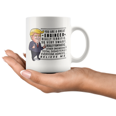 [TL] YouNique Designs Engineer Coffee Mug, 11 Ounces, White, Trump Mug, Funny Engineer Gifts (White)