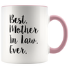 Image of [TL] Mama Birdie Best Mother In Law Ever Coffee Cup/Tea Mug - Script Print (White/Pink)