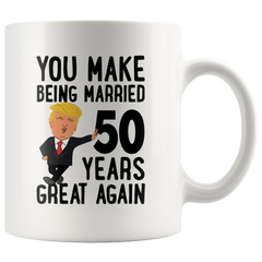 [TL] Andaz Press Funny President Donald Trump 50th Wedding Anniversary 11oz. Couples Coffee Mug Gag Gift, You Make Being Married 50 Years Great Again, 1-Pack, MAGA Husband Wife Parents