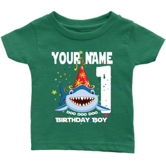 VnSupertramp Baby Brother Sister Shark Doo Doo Doo Personalized Name and Age Birthday Infant T-Shirt Gift - D3