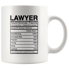 [TL] Wampumtuk Lawyer Attorney Nutritional Facts Funny Coffee Mug 11 Ounces Inspirational And Motivational