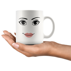 [TL] Roblox Woman FACE Mug Funny Girl Cute Gamer Birthday Gift Hot Chocolate Cup Back to School Mug