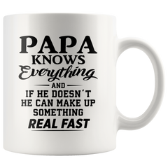 [TL] Father's Day Gift Mugs for Dad – “Papa Knows Everything” Funny Novelty Coffee Mug | Christmas Stocking Stuffer or Birthday Gift for Dad from Daughter, Step-Daughter or Son, Stepson (11oz)