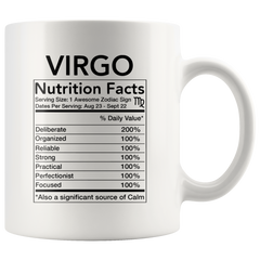 [TL] Andaz Press Astrological Zodiac Star Sign 11oz. Coffee Mug Gift, Virgo Characteristics Nutritional Facts, 1-Pack, Horoscope Virgo Birthday Christmas Office Cup Gifts Ideas