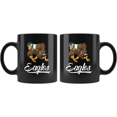 Official VnSupertramp Eagle Playing Football Black Coffee Mug 11oz - The Special Edition for Philadelphia Eagles Team Fans - Premium Ceramic Cup - VnSupertramp Apparel Accessories