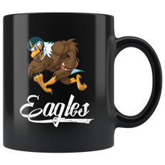 Official VnSupertramp Eagle Playing Football Black Coffee Mug 11oz - The Special Edition for Philadelphia Eagles Team Fans - Premium Ceramic Cup - VnSupertramp Apparel Accessories