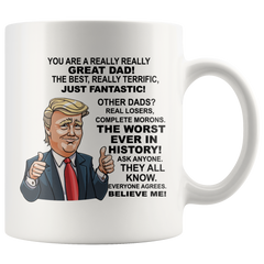 [TL] Donald Trump coffee mug for dad gifts from daughter son funny birthday fathers day papa cup novelty stuff, American president for husband from wife