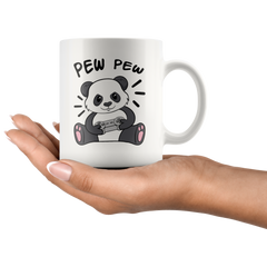 [TL] Pew Pew Gamer Panda Mug, Funny Gaming Coffee Cup For Gamer Men Women, Cute Video Game Gift Idea For Gamers And Panda Lovers