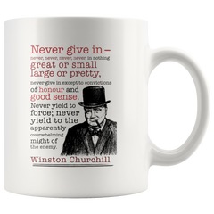 [TL] Winston Churchill Never Give in 11oz Ceramic Coffee Mug