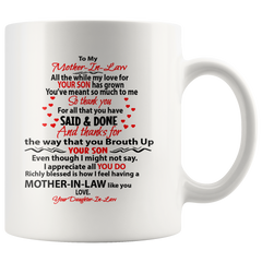 [TL] To My Mother-In-Law Mug - Mother In Law Gifts From Daughter In Law - Great Gift Ideas For Christmas, Birthday, Mothers Day