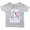 Image of Unicorns Are Born In August Infant Shirt Official VnSupertramp Birthday Apparel
