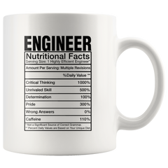 [Teelaunch] Engineering Gifts Engineer Nutritional Facts Label Science Math Gift Coffee Mug Tea Cup White