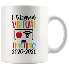 [TL] Funny Mug Gift for Teachers Virtual Teaching Mug I Survived Learning Mug (White, 11 oz)