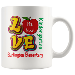 VnSupertramp Personalized Love Apple Teacher White Mug 10z - Custom Name, School, Grade on Mug Gift Back To School First Day Of School