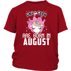 Unicorns Are Born In August Birthday Girl Youth Shirt Official VnSupertramp Apparel