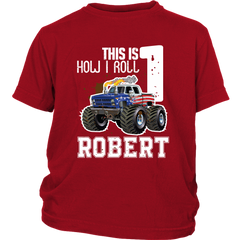 VnSupertramp Personalized Monster Truck Car Birthday Youth T-Shirt Kids Boy Son - D4