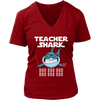 Image of Teacher Shark Women V-Neck Shirt Doo Doo Doo Plus Size XL-4XL VnSupertramp Back To School Apparel - D1