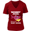 Image of VnSupertramp Mommy Shark and Baby Shark Personalized Name Birthday V-Neck Shirt - D1