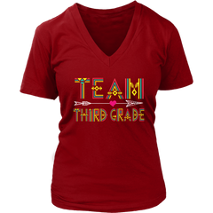 Team Third Grade Women V-Neck Shirt Plus Size XL-4XL Back To School Official VnSupertramp Apparel