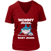 Image of VnSupertramp Mommy Shark and Baby Shark Personalized Name Birthday V-Neck Shirt - D2