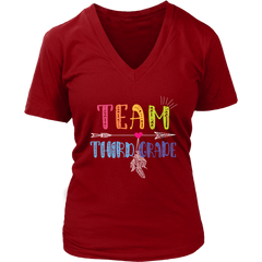 Team Third Grade Women V-Neck Shirt Plus Size XL-4XL Back To School Official VnSupertramp Apparel