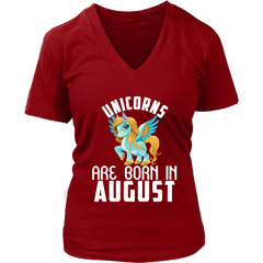 Unicorns Are Born In August Birthday Women V-Neck Shirt Plus Size XL-4XL VnSupertramp Apparel