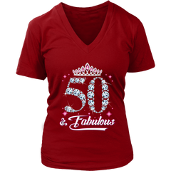 VnSupertramp Fifty And Fabulous V-Neck Shirt Plus Size XL-4XL 50th Birthday Gift