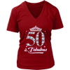 Image of VnSupertramp Fifty And Fabulous V-Neck Shirt Plus Size XL-4XL 50th Birthday Gift