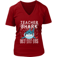 Teacher Shark Women V-Neck Shirt Doo Doo Doo Plus Size Official VnSupertramp Back To School Apparel