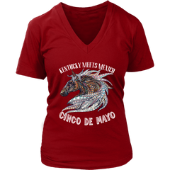 VnSupertramp Cinco de Mayo Kentucky Horse Race Women V-Neck T-Shirt Plus Size XL-4XL Sombrero Derby Mexico - D1