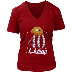 VnSupertramp Forty Licious 40th Birthday Sexy Clips Women V-Neck Shirt Plus Size XL-4XL Mother's Day Mom Gift 1979 - D3