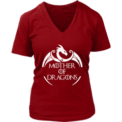 VnSupertramp Mother of Dragons Women V-Neck T-Shirt Plus Size XL-4XL For Mother's Day Gift Dragon Fans Mom - D1