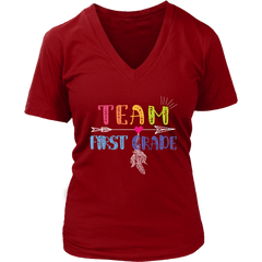 Team First Grade Women V-Neck Shirt Plus Size XL-4XL Back To School Official VnSupertramp Apparel